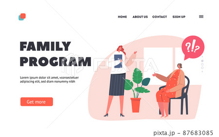 Family Program Landing Page Template. Pregnant Woman with Big Belly Visit Perinatal Courses with Psychological Support Family Program Landing Page Template. Pregnant Woman with Big Belly Visit Perinatal Courses with Psychological Support 87683085