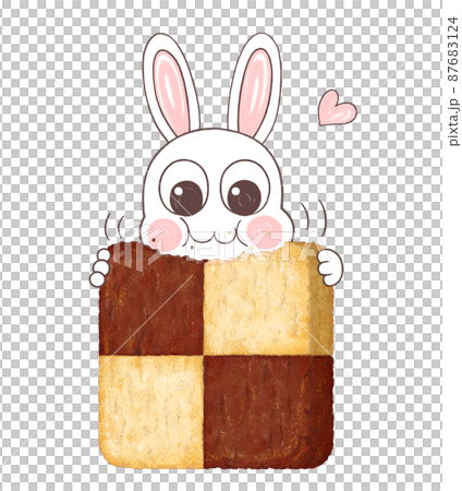 兔子吃可可和普通冰盒餅乾的插圖 87683124