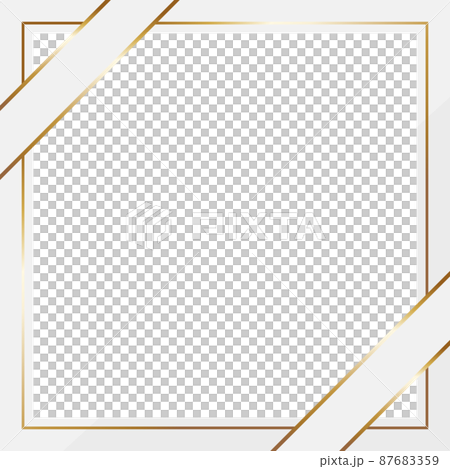 Luxury diagonal ribbon frame square white & gold 87683359
