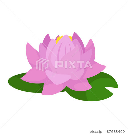 Vector cartoon illustration of a lotus flower isolated on white background 87683400