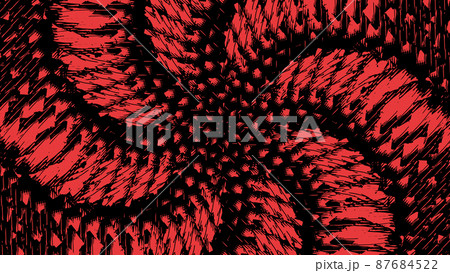 engraving line art black and red spiral abstract spinning concentric vortex illustration 87684522