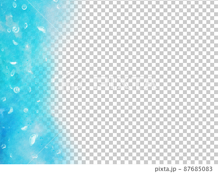 Watercolor frame of water and bubbles, background 87685083