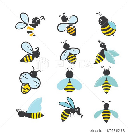 honey Bee icon set vector illustration element design honey Bee icon set vector illustration element design 87686238