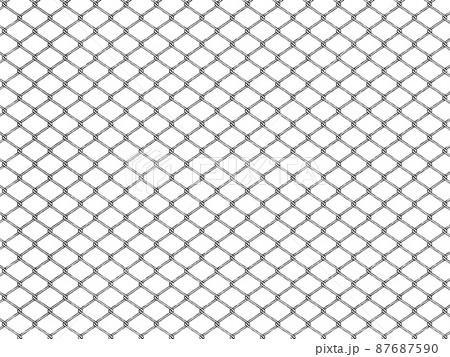菱形金網　菱形フェンス　イラスト　かすれ　背景　金網フェンス　(黒)　black 87687590