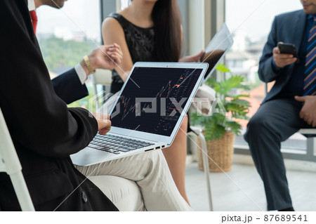 Stock market data chart analysis by ingenious computer software 87689541