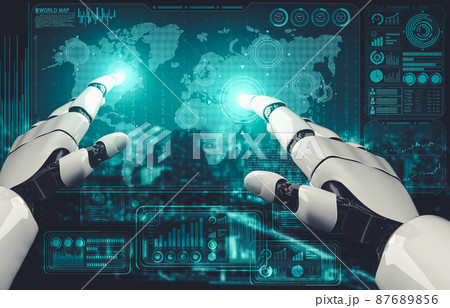 Future artificial intelligence and machine learning for AI droid robot or cyborg 87689856