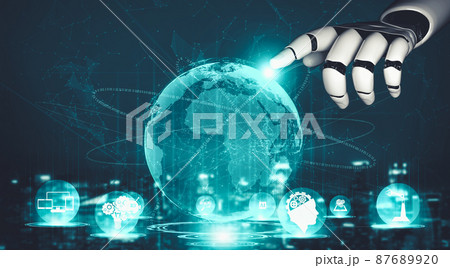 Future artificial intelligence and machine learning for AI droid robot or cyborg Future artificial intelligence and machine learning for AI droid robot or cyborg 87689920