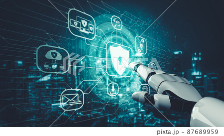 Future artificial intelligence and machine learning for AI droid robot or cyborg 87689959