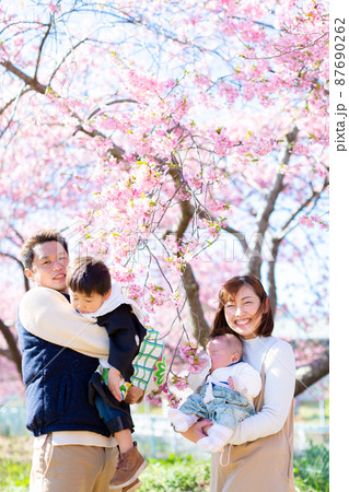 家族写真 花見 家族写真 花見 87690262