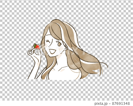 Woman holding a strawberry Woman holding a strawberry 87691348