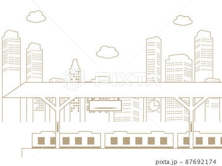 都心の駅　線画 87692174