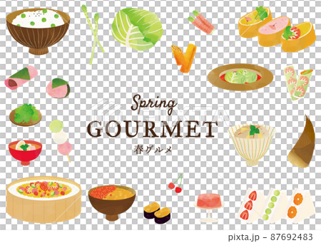 春グルメ水彩イラストセット 春グルメ水彩イラストセット 87692483