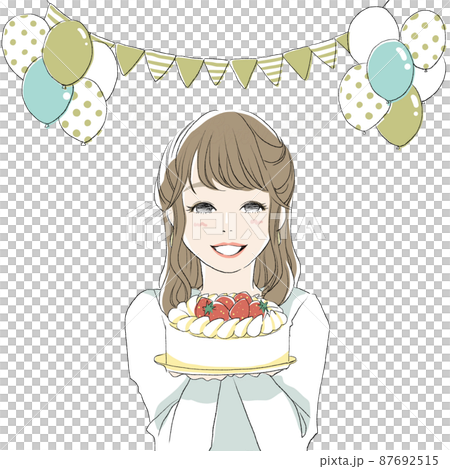 拿著蛋糕的女人（裝飾） 87692515