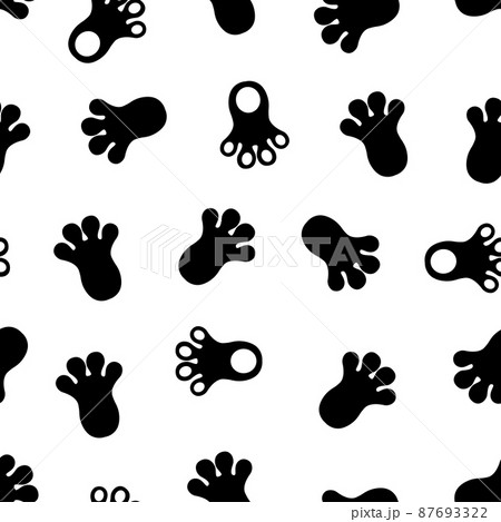 Rabbit foot prints seamless pattern. Animal tracks. Vector minimalistic background Rabbit foot prints seamless pattern. Animal tracks. Vector minimalistic background 87693322