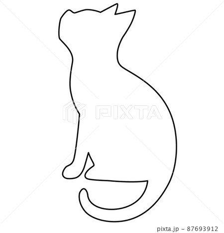 ネコのシルエット線画イラスト2のイラスト素材