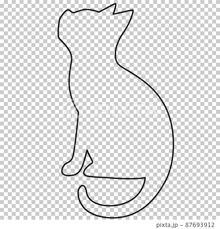 ネコのシルエット線画イラスト2 87693912