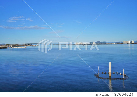 満月寺浮御堂から見た琵琶湖大橋 87694024