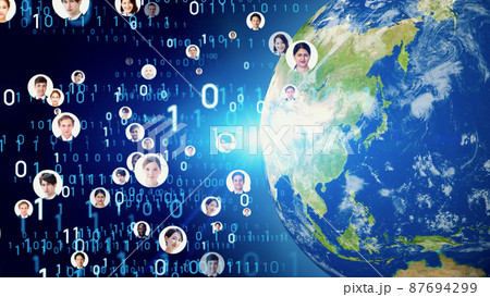 グローバルネットワーク　多国籍の人々　デジタルトランスフォーメーション 87694299
