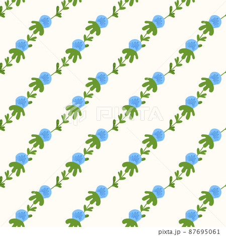 Seamless floral pattern based on traditional folk art ornaments. Colorful flowers on light background. Scandinavian style. Sweden nordic style. Vector illustration. Simple minimalistic pattern Seamless floral pattern based on traditional folk art ornaments. Colorful flowers on light background. Scandinavian style. Sweden nordic style. Vector illustration. Simple minimalistic pattern 87695061