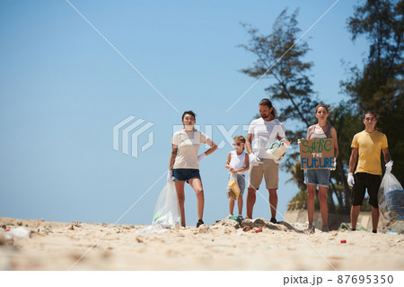 Activists Standing on Dirty Beach Activists Standing on Dirty Beach 87695350