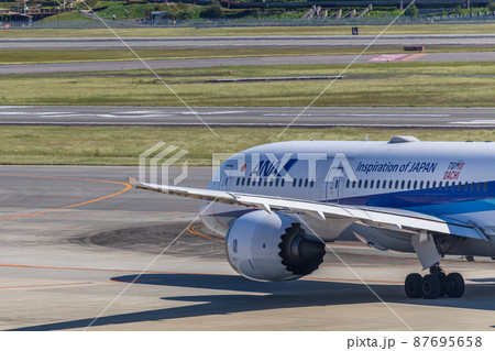 【イメージ素材】航空機の地上走行(大阪空港) 【イメージ素材】航空機の地上走行(大阪空港) 87695658