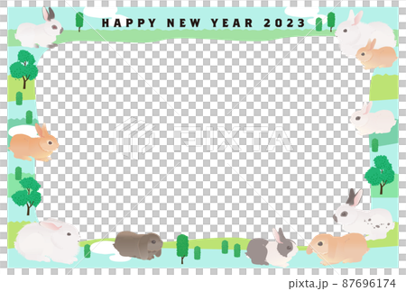 New Year's card frame of rabbits in the world (Japanese New Year's postcard size (horizontal position) It can also be a photo frame New Year's card frame of rabbits in the world (Japanese New Year's postcard size (horizontal position) It can also be a photo frame 87696174