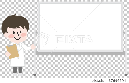 ホワイトボードと白衣の男性 87696394