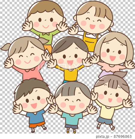 孩子們舉起手抬頭看 87696863