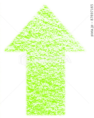 クレヨンで描かれた矢印 上方向 黄緑色 他色有り 87697165