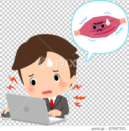 筋肉が強張っているデスクワークの男性 87697201