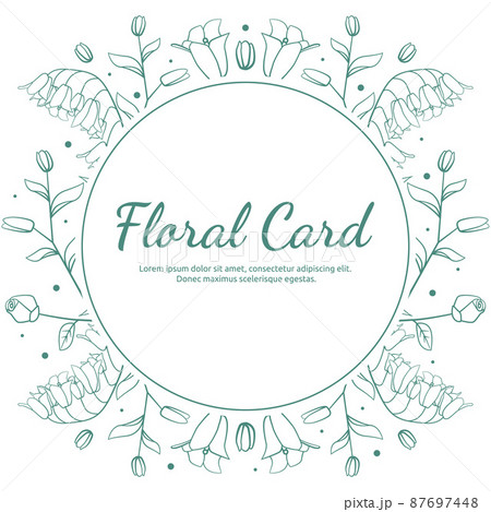 Circle Line Art Design Flower Leaf Frame Greeting Invitation Card 87697448
