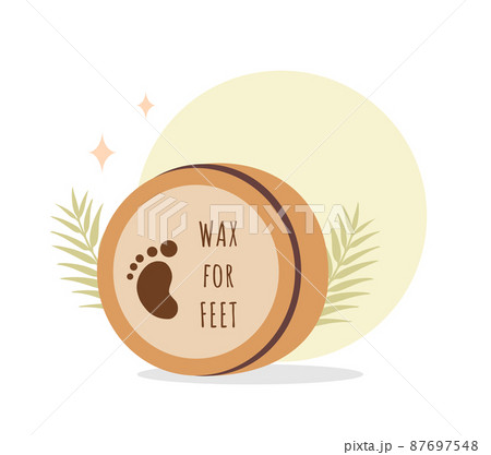 Foot mask. Skin care concept. Wax for moisturizing feet. Morning routine. Bath time. Hand drawn beauty product for Spa. Vector illustration in flat cartoon style 87697548