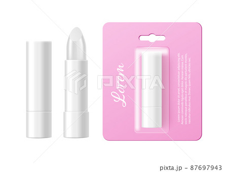 Lip hygienic balm tube and blister mockup realistic vector illustration isolated. 87697943