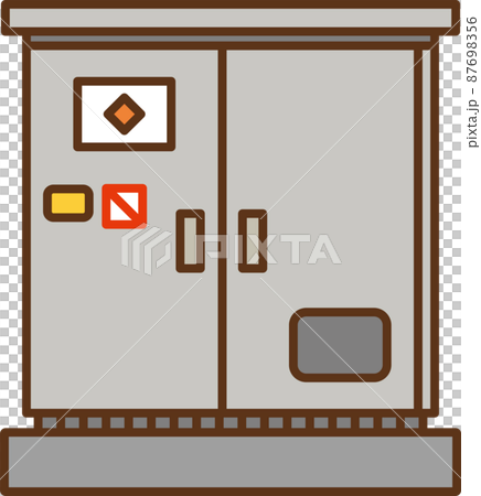 Illustration of medium-sized substation equipment seen from the front 87698356