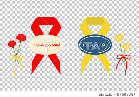 貼紙式絲帶和鮮花父親節母親節留言插圖 87698387