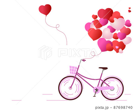 Banner for a love card with Bicycle and balloons in form hearts. Banner for a love card with Bicycle and balloons in form hearts. 87698740