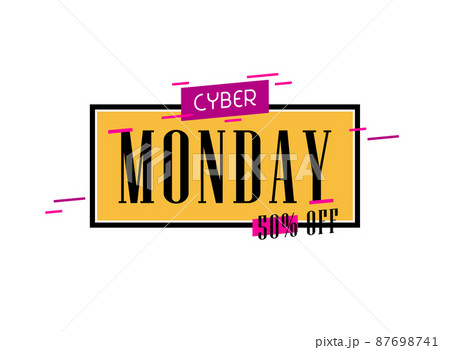 Black words Cyber monday on orange background with line. Black words Cyber monday on orange background with line. 87698741