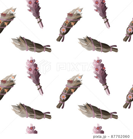 Seamless pattern with herbal smudge sticks and flowers Seamless pattern with herbal smudge sticks and flowers 87702060