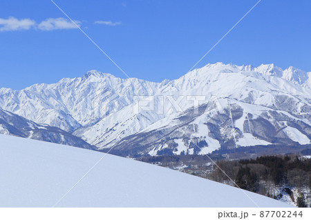 白馬の3月　快晴の北アルプス 87702244