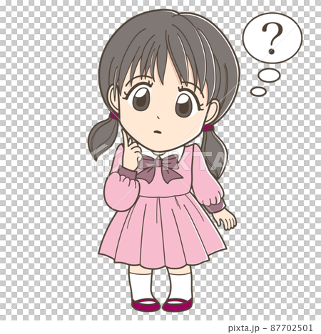 一件女孩傾斜她的頭 一件女孩傾斜她的頭 87702501