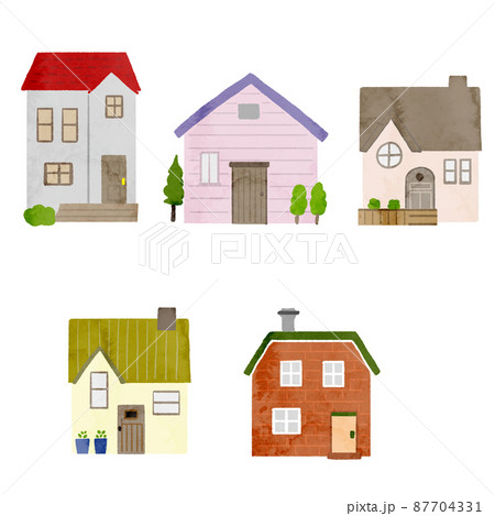 水彩ベクターイラスト　色々な家 87704331