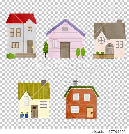 水彩ベクターイラスト　色々な家 87704331