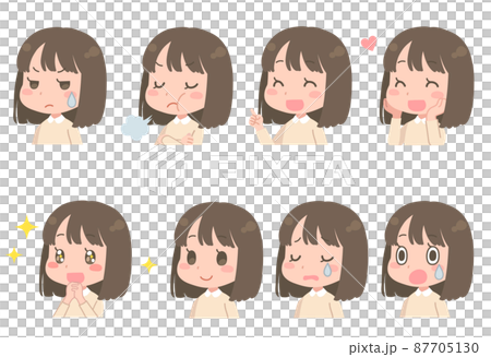女の子の表情セット 87705130
