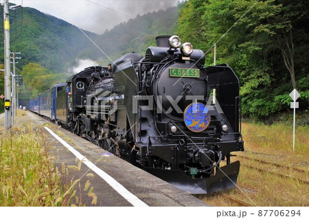 釜石線陸中大橋駅の到着したSL銀河 2021年秋 釜石線陸中大橋駅の到着したSL銀河 2021年秋 87706294