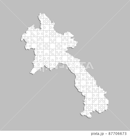 Vector map Laos from white puzzle, jigsaw Vector map Laos from white puzzle, jigsaw 87706673
