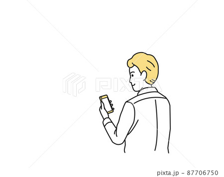 スマートフォンを見る 男性 携帯電話 スマホ 眺める 画面を見る スマートフォンを見る 男性 携帯電話 スマホ 眺める 画面を見る 87706750