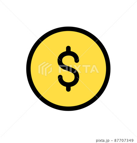 シンプルなお金の線画のベクターイラストのアイコン(フラット) 87707349