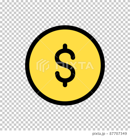シンプルなお金の線画のベクターイラストのアイコン(フラット) 87707349