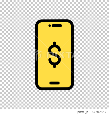 Simple smartphone and money line drawing vector illustration icon (flat) 87707357