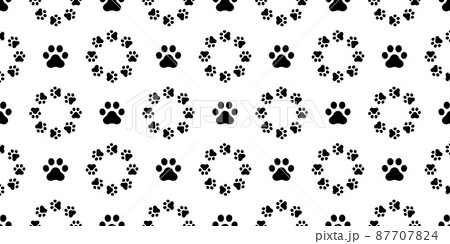 dog paw seamless pattern footprint cat french bulldog icon vector puppy kitten cartoon doodle isolated repeat wallpaper tile background illustration design clip art 87707824